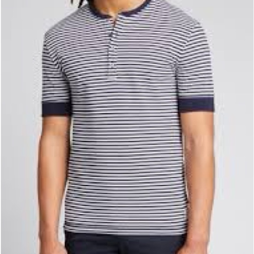 Men's Paul Smith Striped Navy and White Henley Shirt. Sz M.